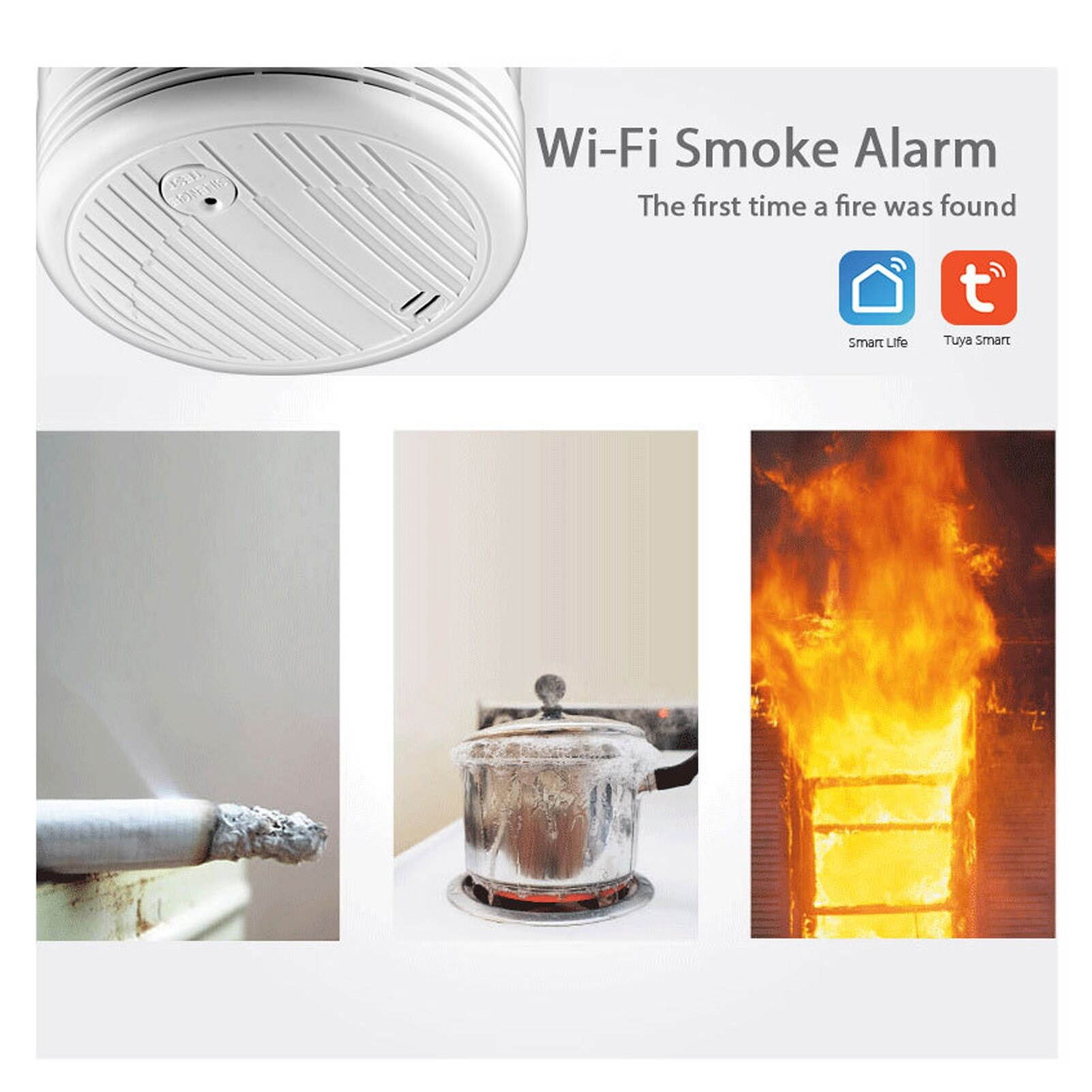 Tuya WIFI Smokes Detector Alarm Intelligent Home Life Home Household Office Hospital Multifunction Utility Tools