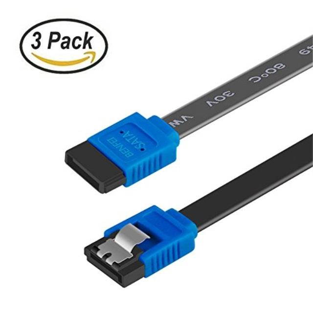 sata cable iii, benfei 3 pack sata cable iii 6gbps straight hdd sdd data cable with locking latch 18 inch for sata hdd, ssd, cd driver, cd writer