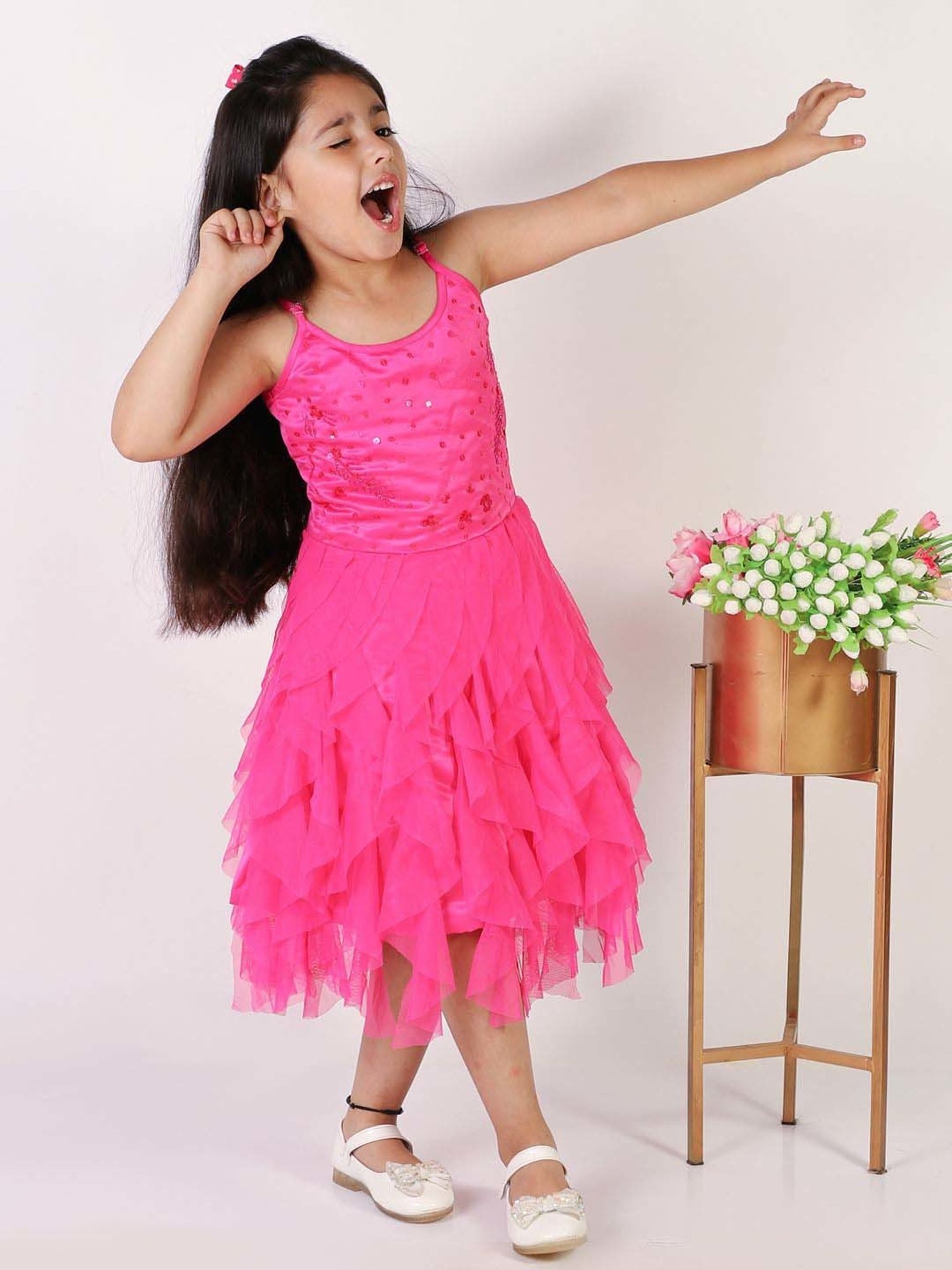 KidsDew Magenta Pink Embellished Dress