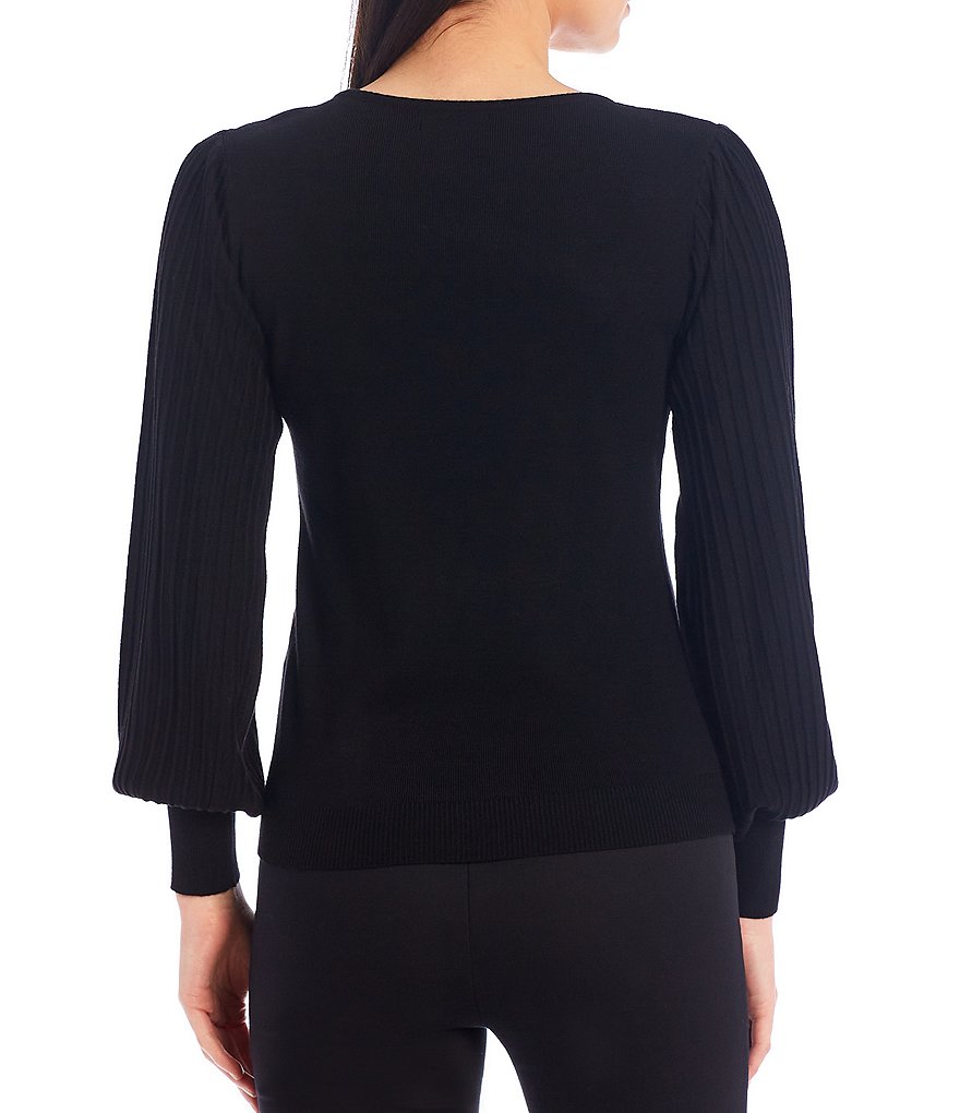 Alex Marie Rosa 3/4 Sleeve Button Front Round Neck Cardigan