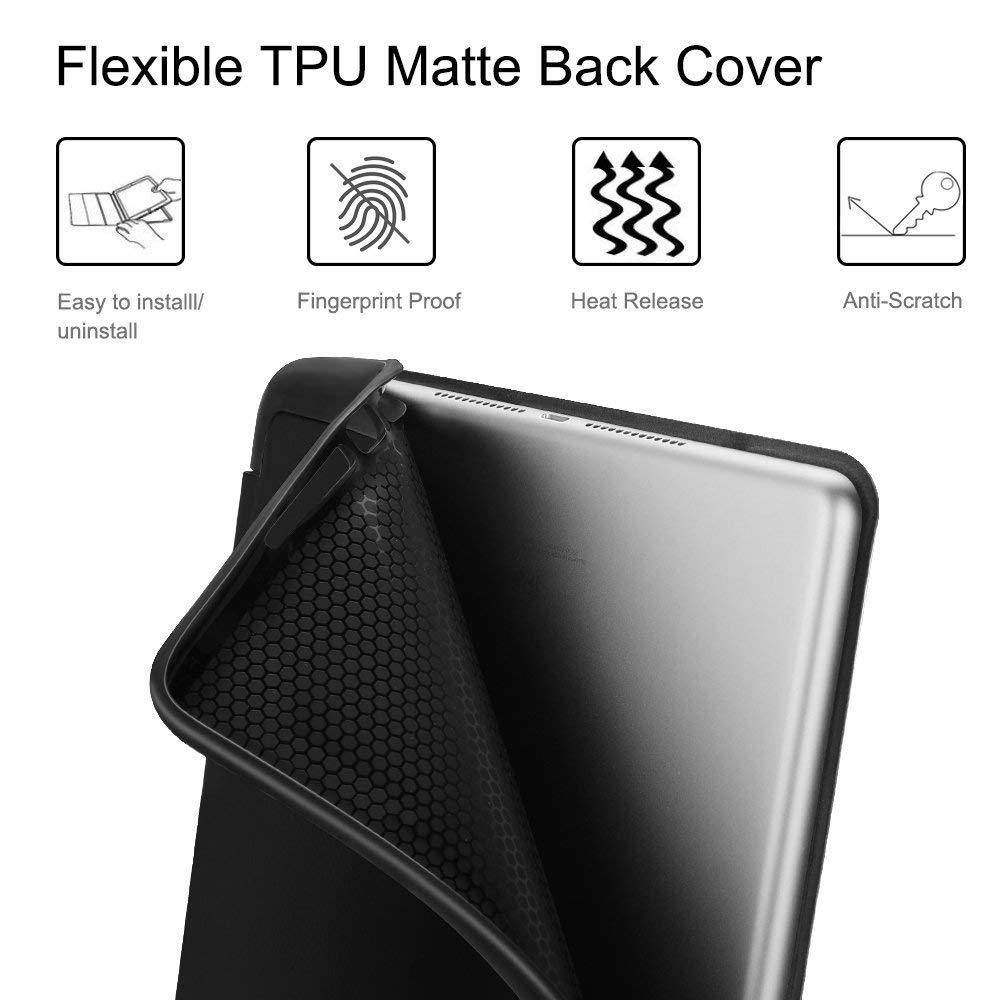 Fintie iPad 9.7 2018 Case with Built-in Apple Pencil Holder - [SlimShell] Lightweight Soft TPU Back Protective Stand Cover with Auto Wake/Sleep for Apple iPad 2018 9.7 Inch (6th Gen), Black