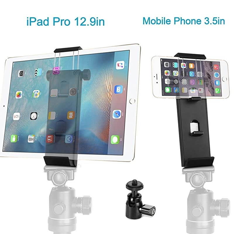 Phone Tablet Tripod Mount Adapter | Plastic MultiAngle Tablet Stand Desktop Holder Dock Fits 35129 Inch Phones iPad ProAirMini Tablet Tripod Ball Head for  MonopodTripod