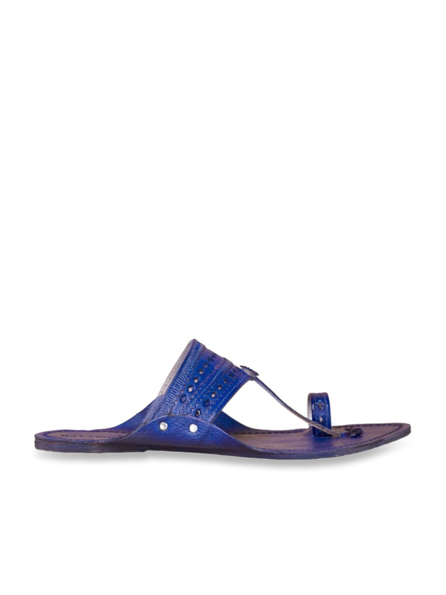 Kalapuri Men's Royal Blue Kolhapuri Sandals