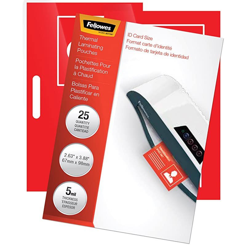 Laminating Pouches, Thermal, 3 7/8"(H) x 2 5/8"(W) Size, 5 Mil, 25 Pack (52007)