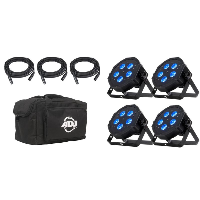 American DJ  Mega Flat Hex Pak LED Par Lighting System and DMX Cables (2 Pack)