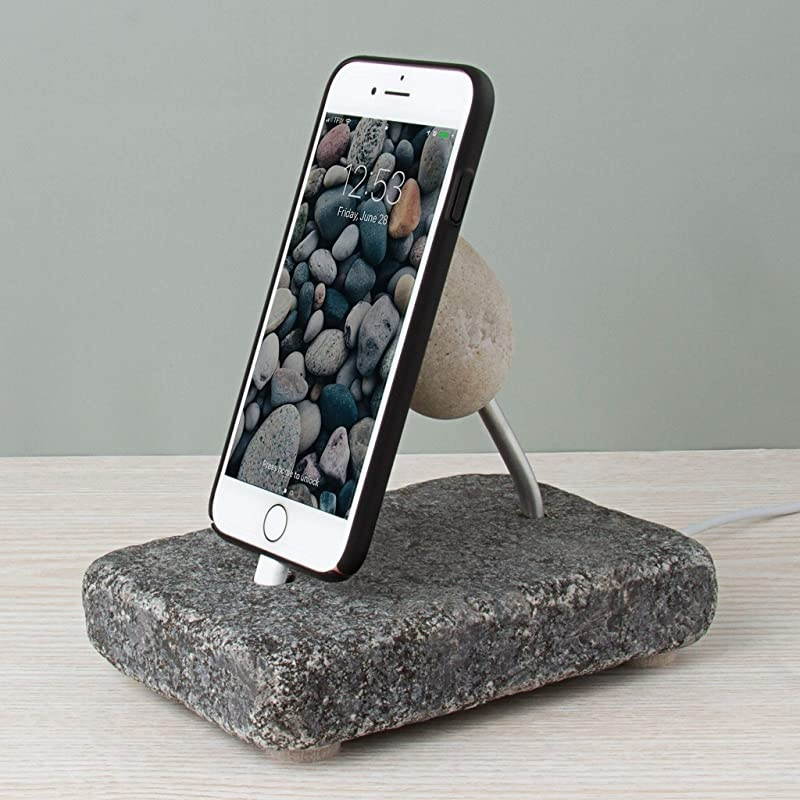 Rock Dock Granite and Stone Charging Station Suits Any Current Phone with Lighting Micro USB Or USBC Cable Modern Design Made in USA RODOM