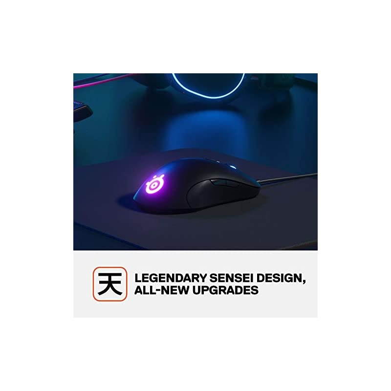 Sensei Ten Gaming Mouse &ndash; 18,000 CPI TrueMove Pro Optical Sensor &ndash; Ambidextrous Design &ndash; 8 Programmable Buttons &ndash; 60M Click Mechanical Switches &ndash; RGB Lighting