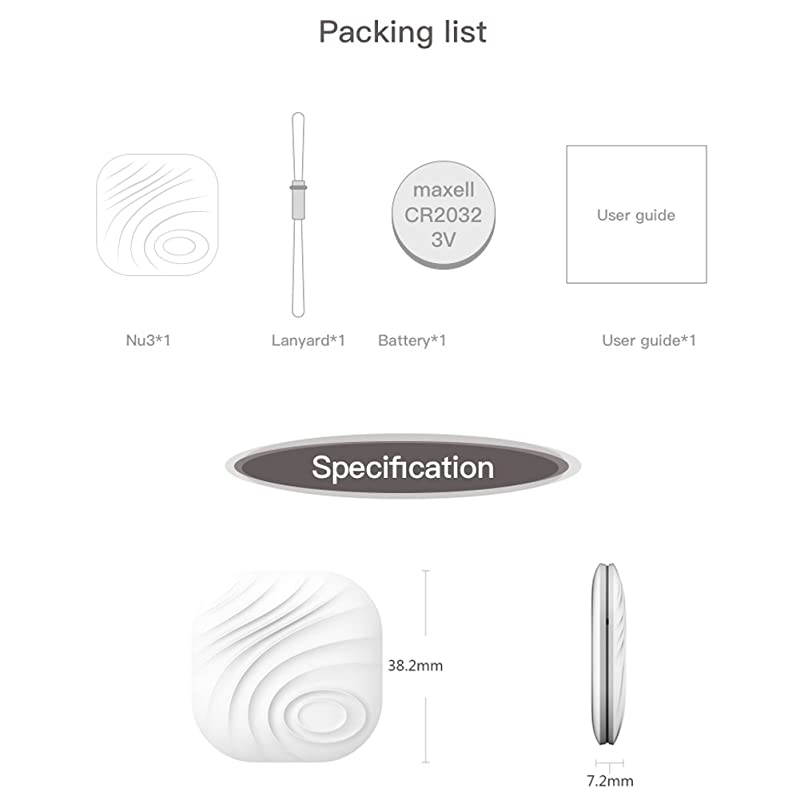 Smart Key Finder Bluetooth WiFi Tracker GPS Locator Wallet Phone Key AntiLost Bidirectional Alarm Reminder 1 Pack White