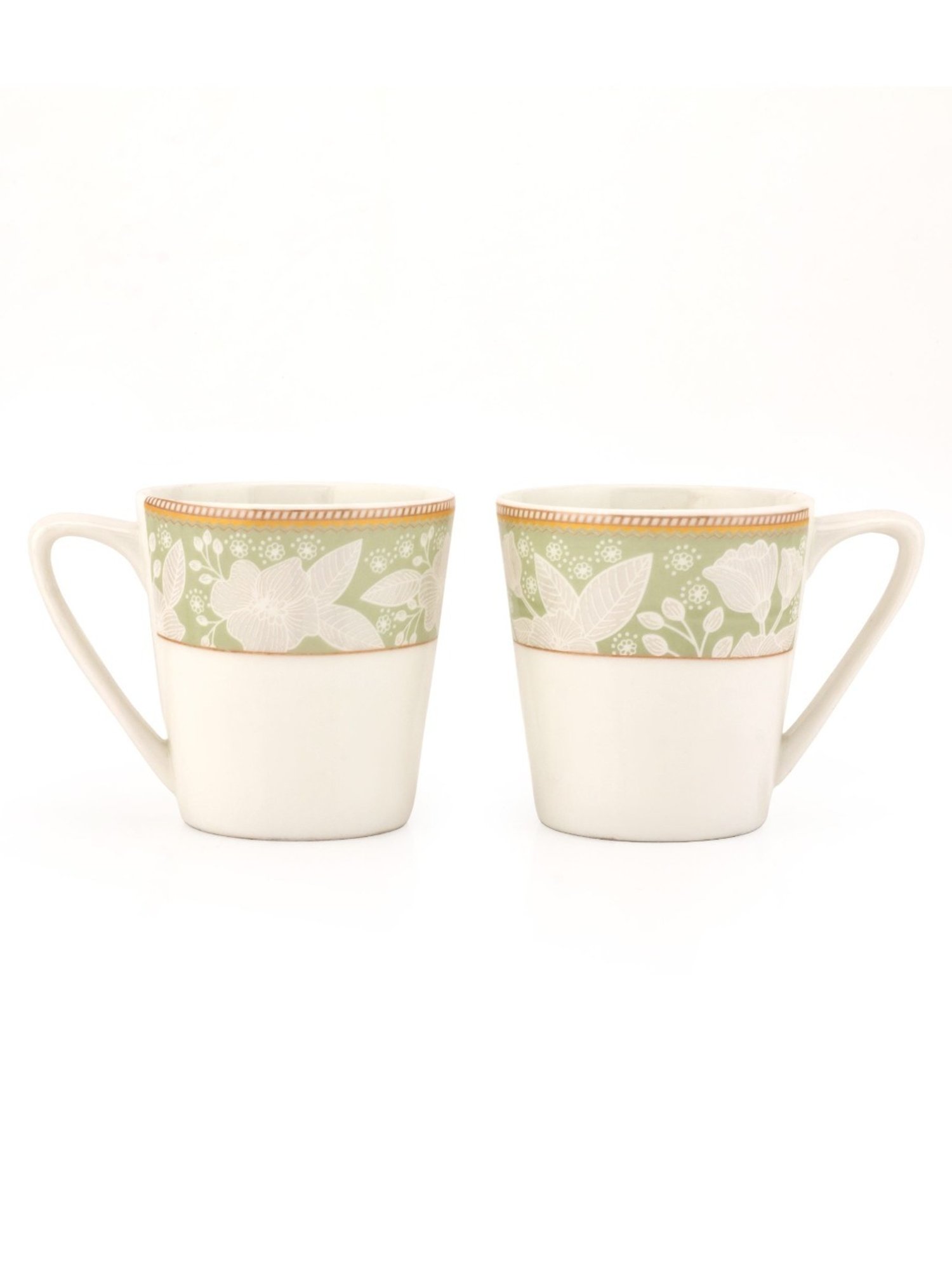 Clay Craft Fine Printed Gold Ceramic Cup & Saucer 180 ml - Set of 12