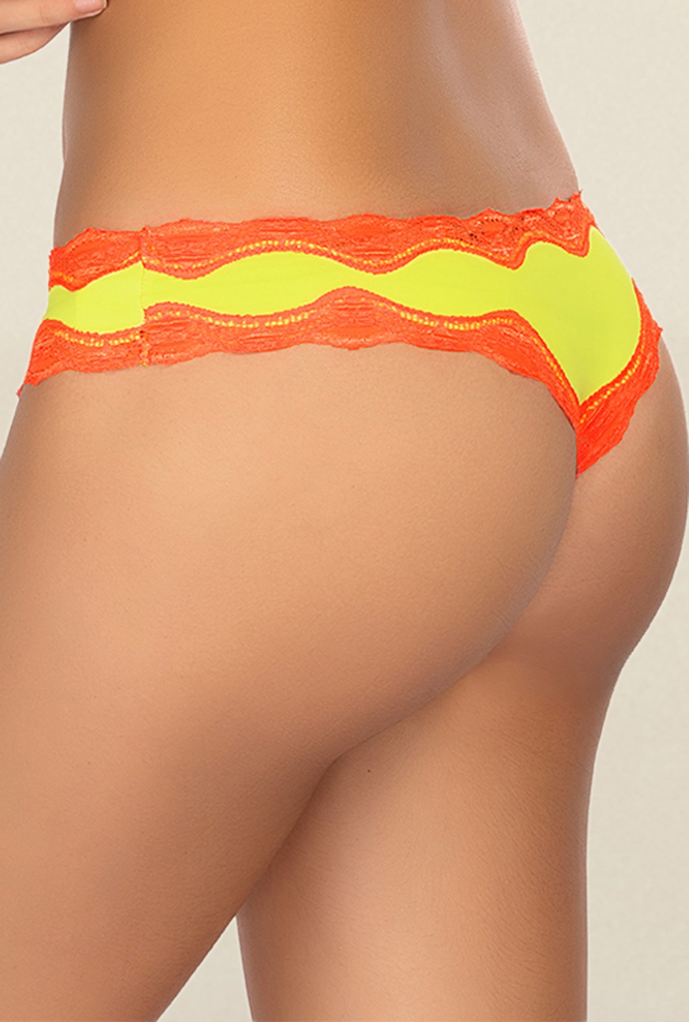 Candyskin Yellow & Red Lace Thong Panty