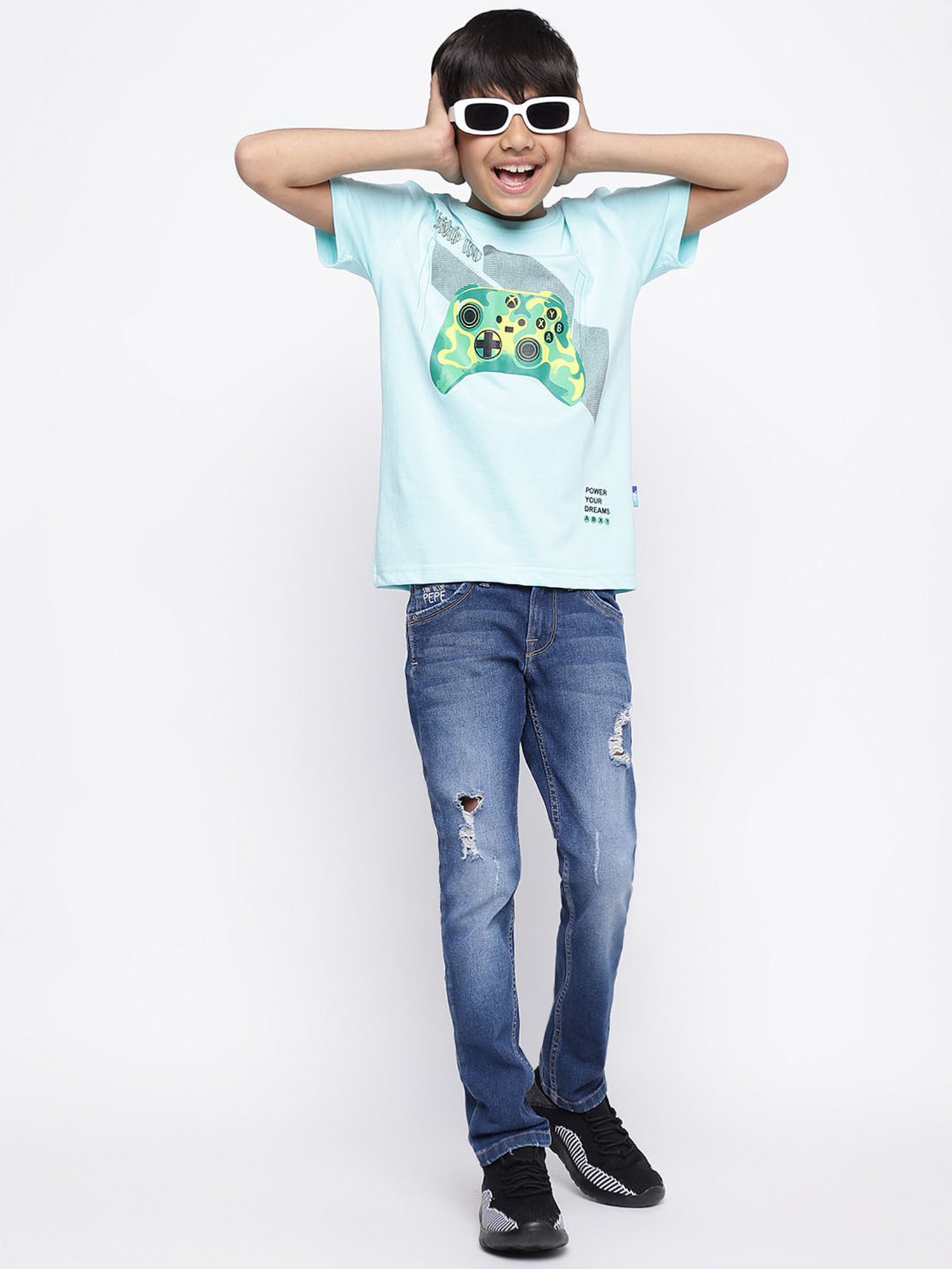 Lil Tomatoes Kids Blue Printed T-Shirt