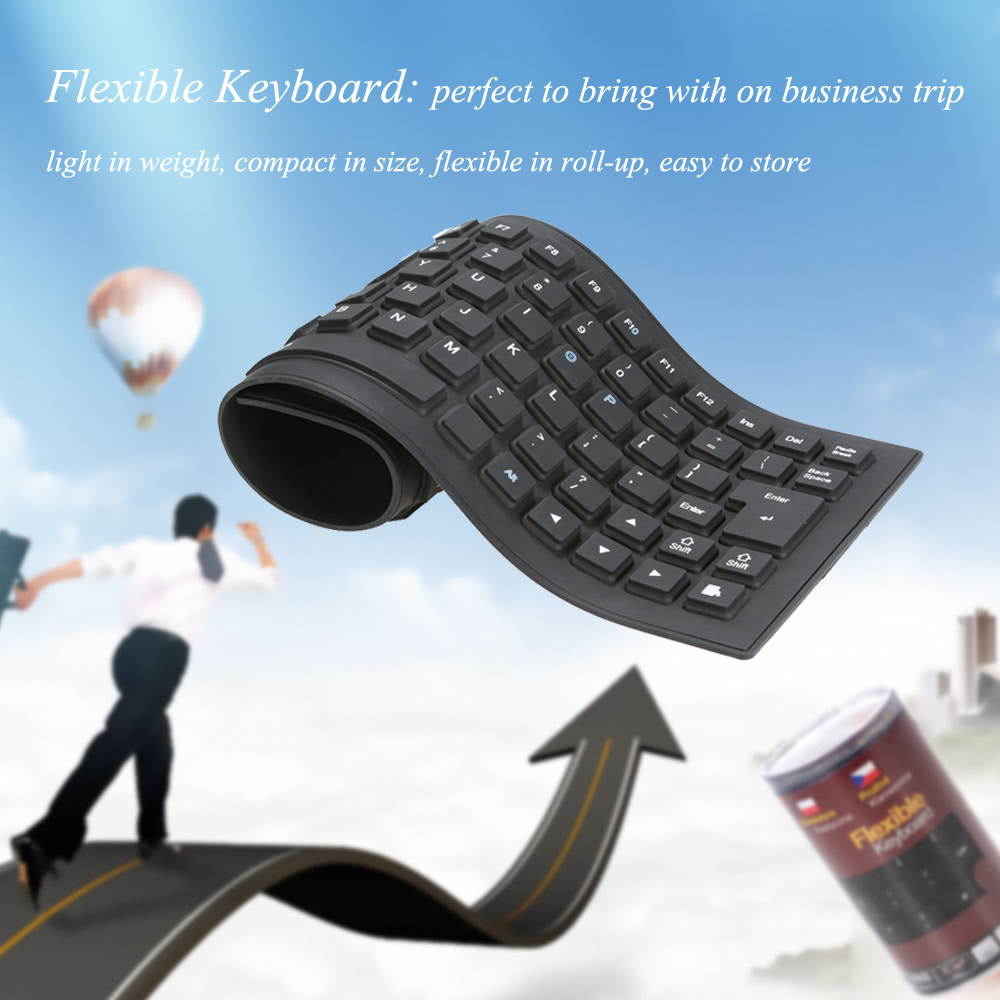 85 Keys Foldable Flexible Rollup USB Wired Silicone Keyboard Water-resistant Washable for PC Notebook Laptop Dust-resistant