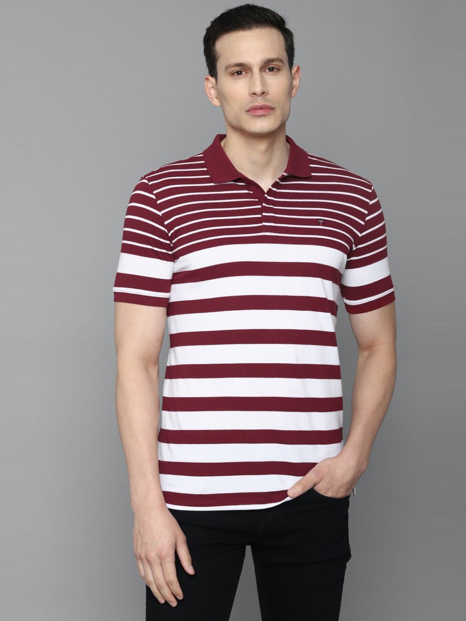 Louis Philippe Sport Multi Cotton Slim Fit Striped Polo T-Shirt