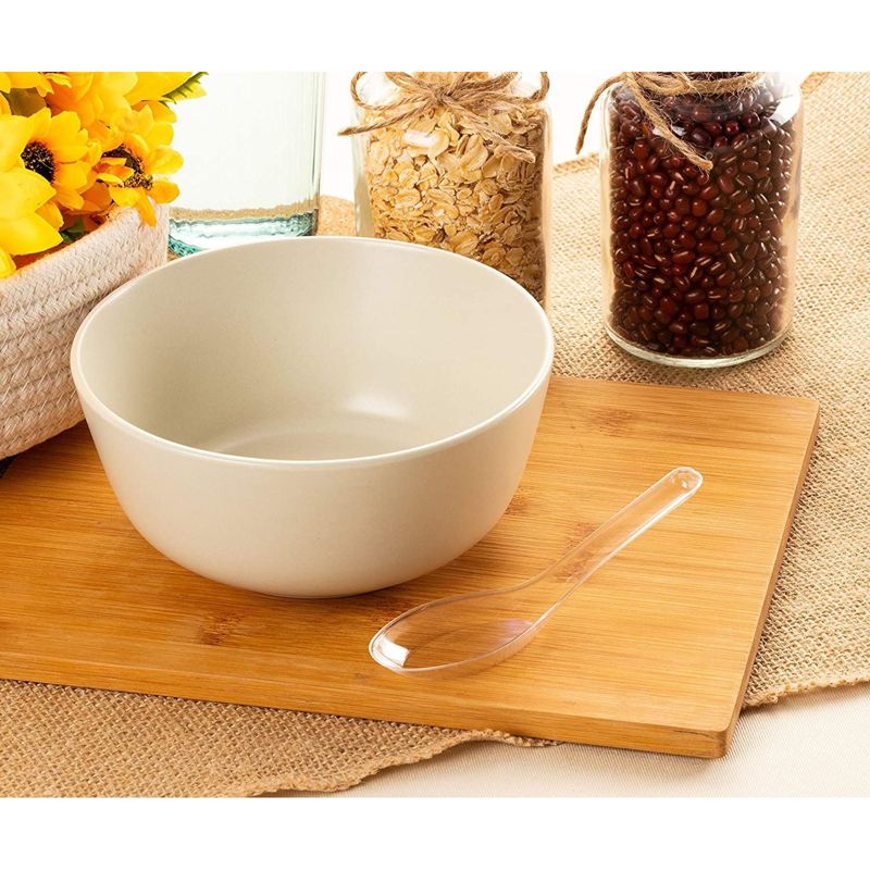 Juvale 100 Pack Disposable Clear Plastic Chinese Soup Spoons, for Appetizer, Ramen, Pho, 4.5 x 1.2 In