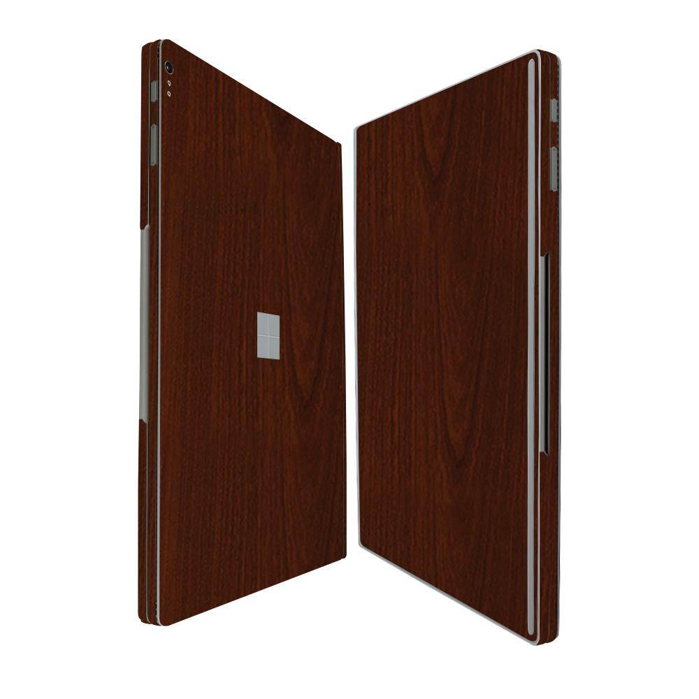 Skinomi&reg; TechSkin - Microsoft Surface Book Screen Protector + Dark Wood Full Body Skin with Free Lifetime Replacement / Front & Back Wrap Clear Film / Ultra HD and Anti-Bubble Invisible Shield