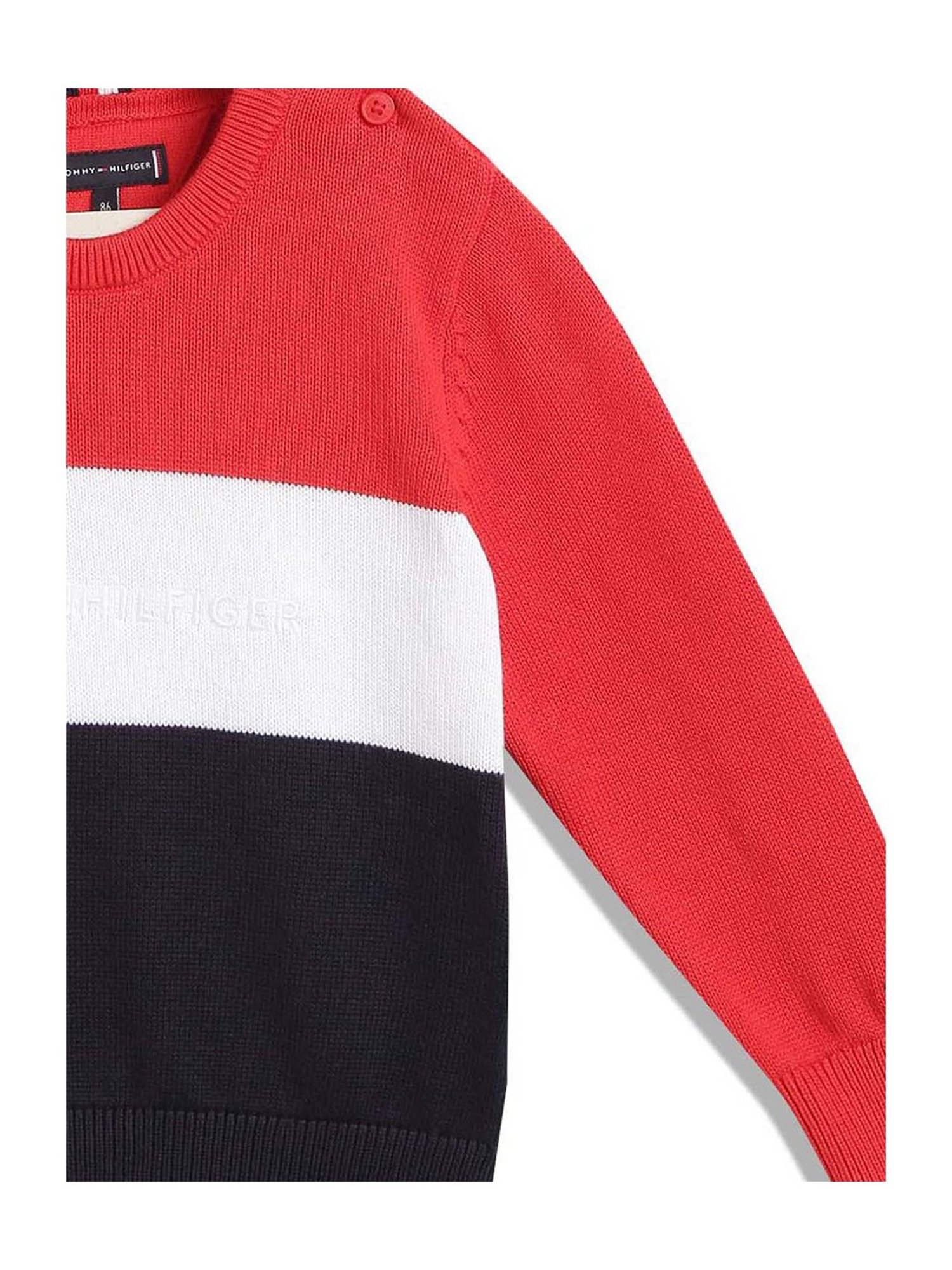 Tommy Hilfiger Kids Multicolor Color Block Full Sleeves Sweater