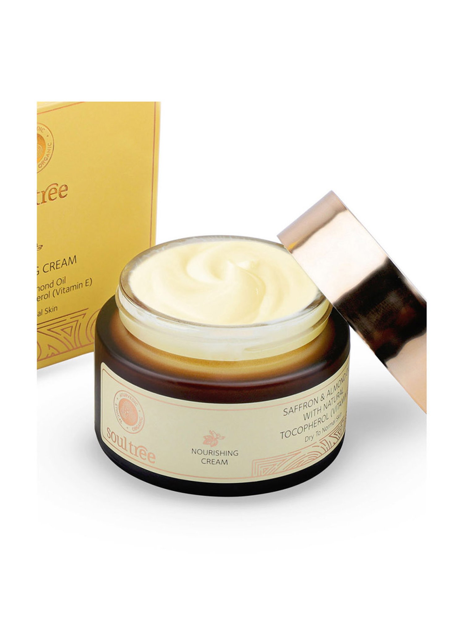 SoulTree Nourishing Cream Saffron & Almond Oil with Natural Vitamin E - 50 gm | Ayurvedic Cream