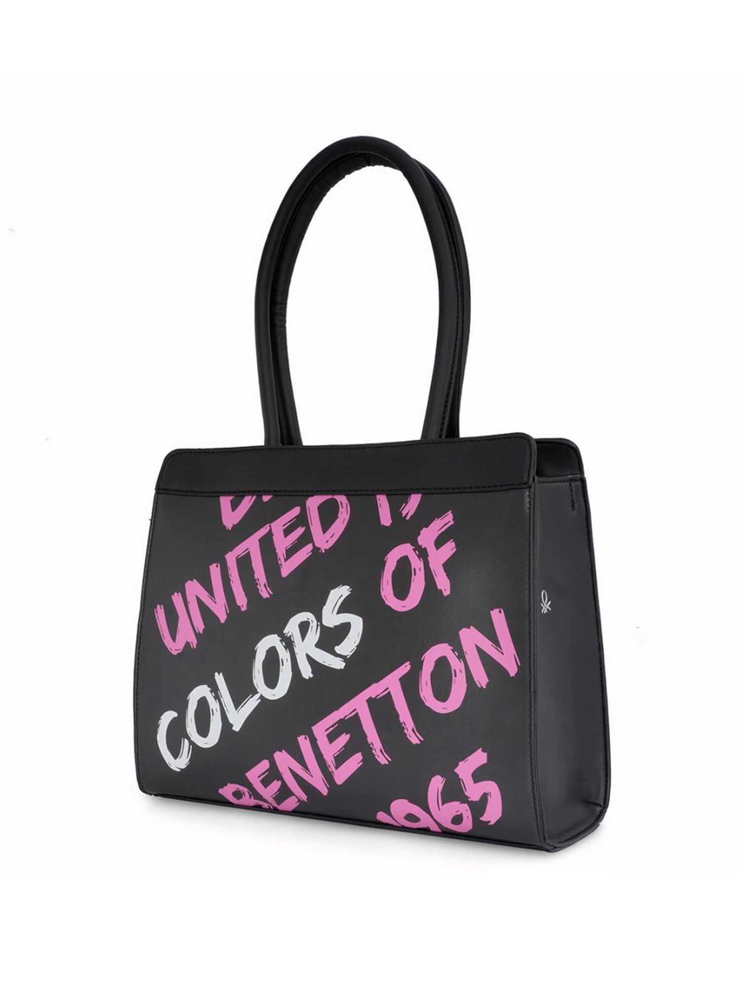 United Colors of Benetton Alison Black PU Printed Shoulder Handbag