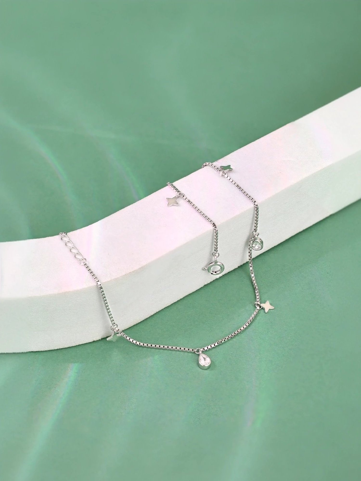 Touch925 Starry Box Silver Anklet for Women