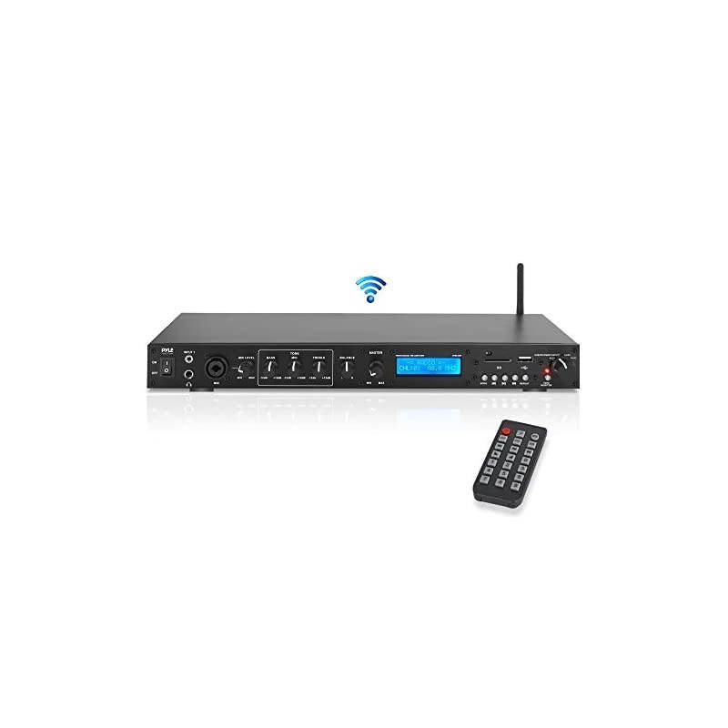 Rack Mount Studio PreAmplifier Audio Receiver System wDigital LCD Display Bluetooth FM Radio Recording Mode Remote Control USB Flash or SD Card Reader Input and Output Jack PPRE70BT
