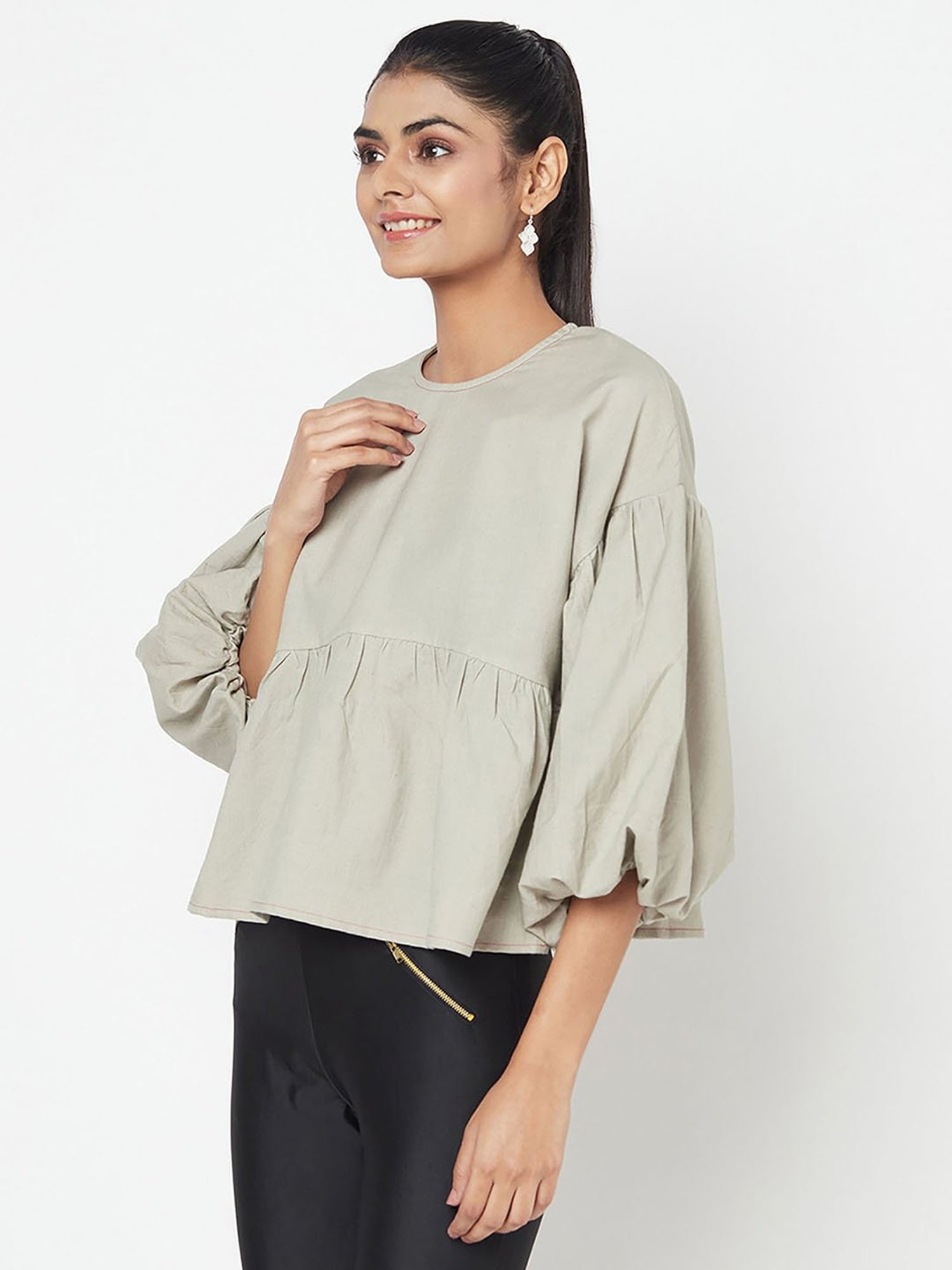 Fabindia Grey Cotton Top