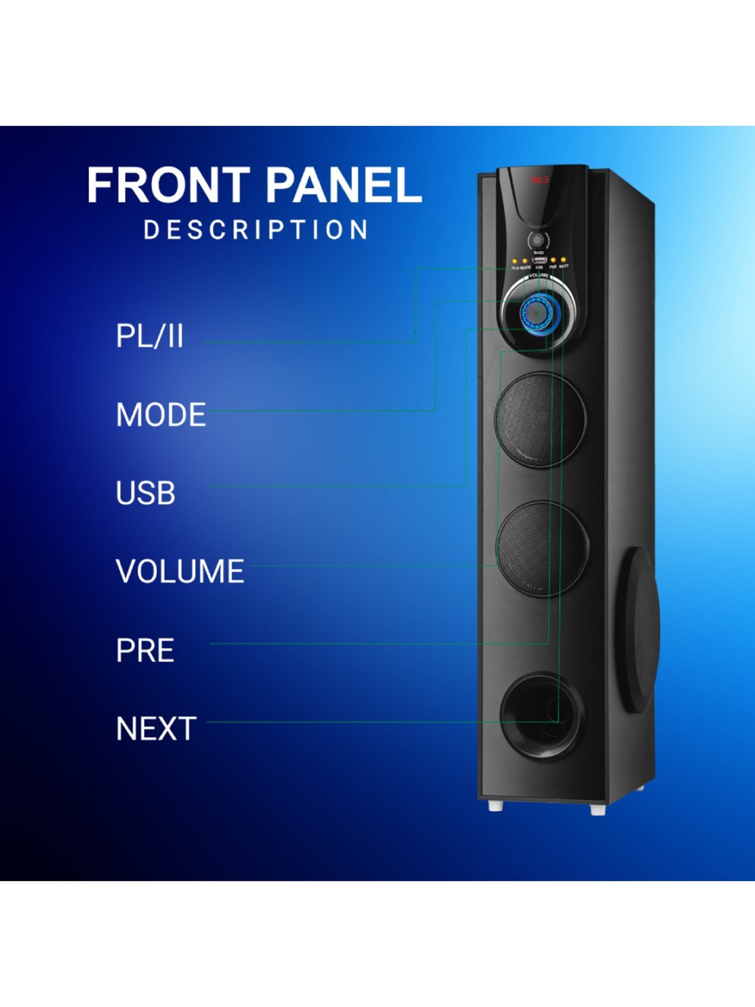 I Kall IK007 Bluetooth Tower Speaker (Black)