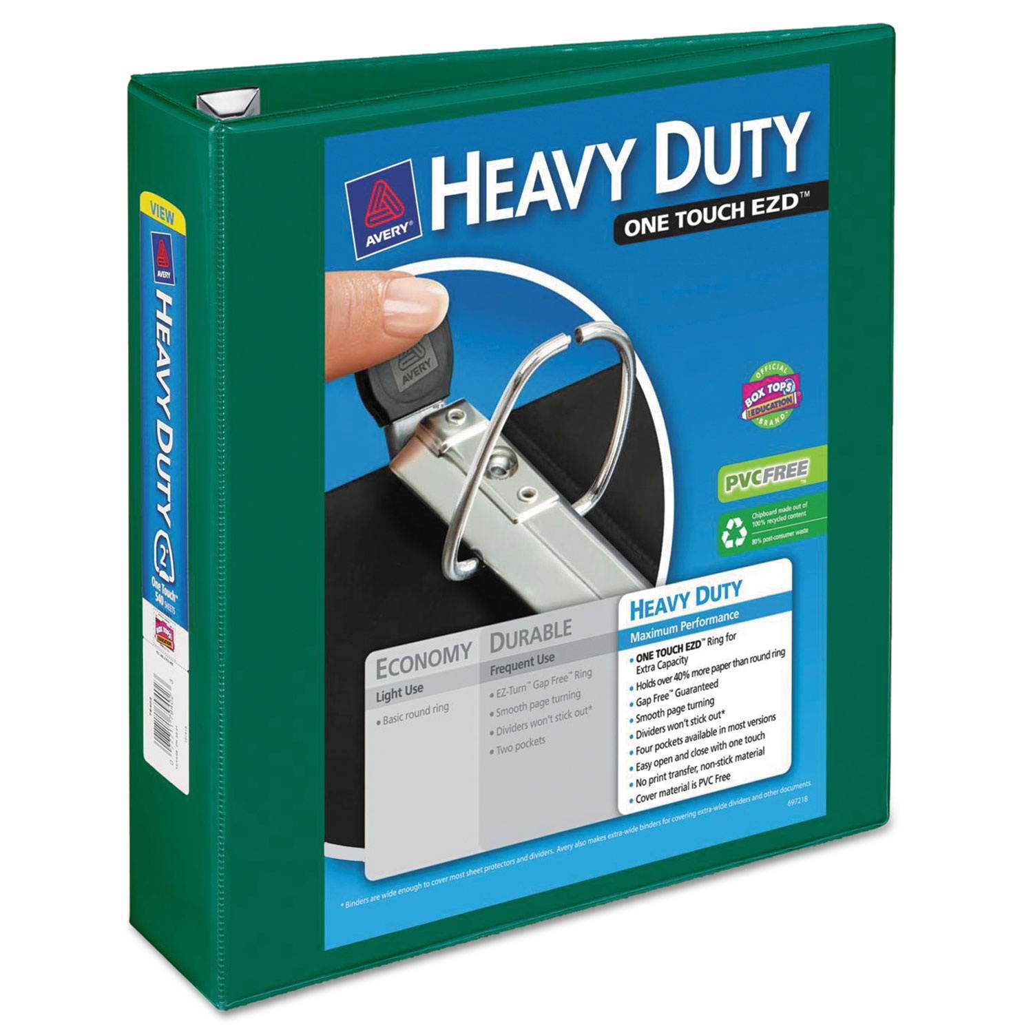 Avery Heavy-Duty View Binder 3 Rings 2" Capacity 11 x 8.5 Green 79683