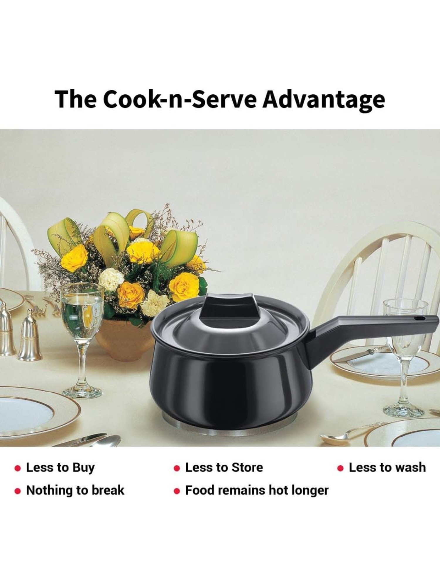 Hawkins Black Hard Anodised 18.8 cm Non-Toxic Handi Saucepan (2 L) - Set of 1