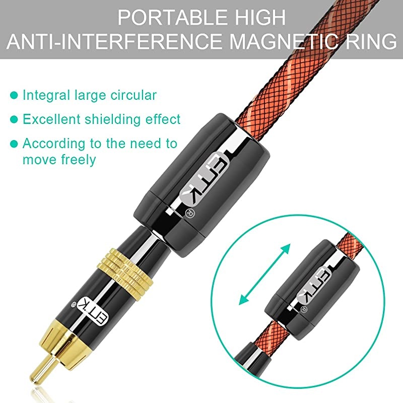 Digital Coaxial Audio Cable Subwoofer Cable RCA to RCA Cable Dual Shielded GoldPlated Orange 3Ft1Meters