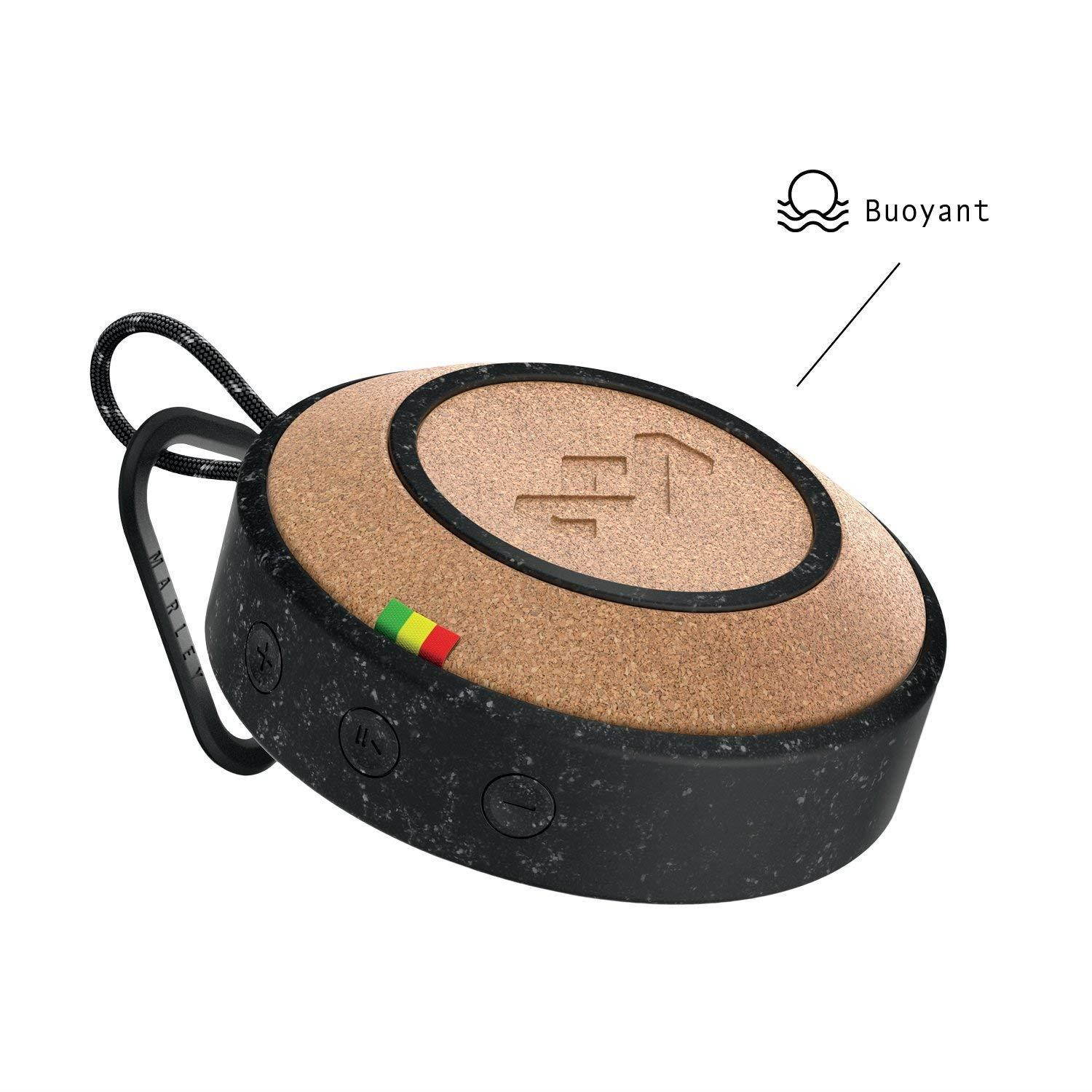 House of Marley, No Bounds Outdoor Speaker | 10-Hour Battery, Water & Dust-Proof (IP67), Buoyant, Carabiner, Quick Charge, Charging Cable, Aux-In, Wireless Dual Speaker Pairing, Speaker phone | Black