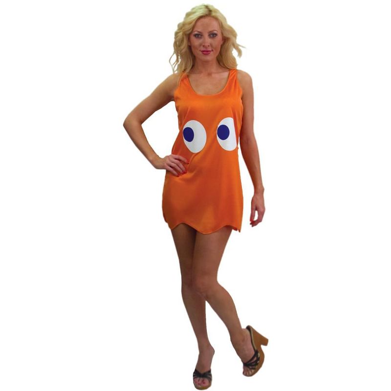 Seasonal Visions Pac-Man "Clyde" Orange Deluxe Costume Tank Dress Adult/Teen Standard