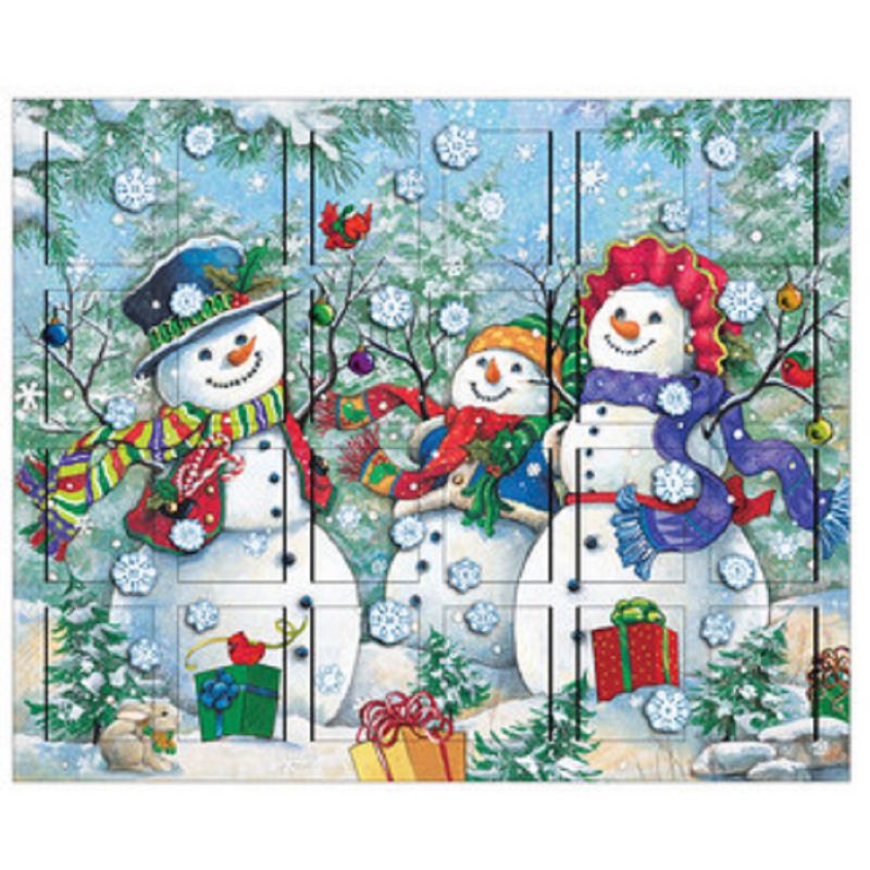 Byers Choice 18.5" Festive Snowman Family Scene Wooden Christmas Advent Calendar