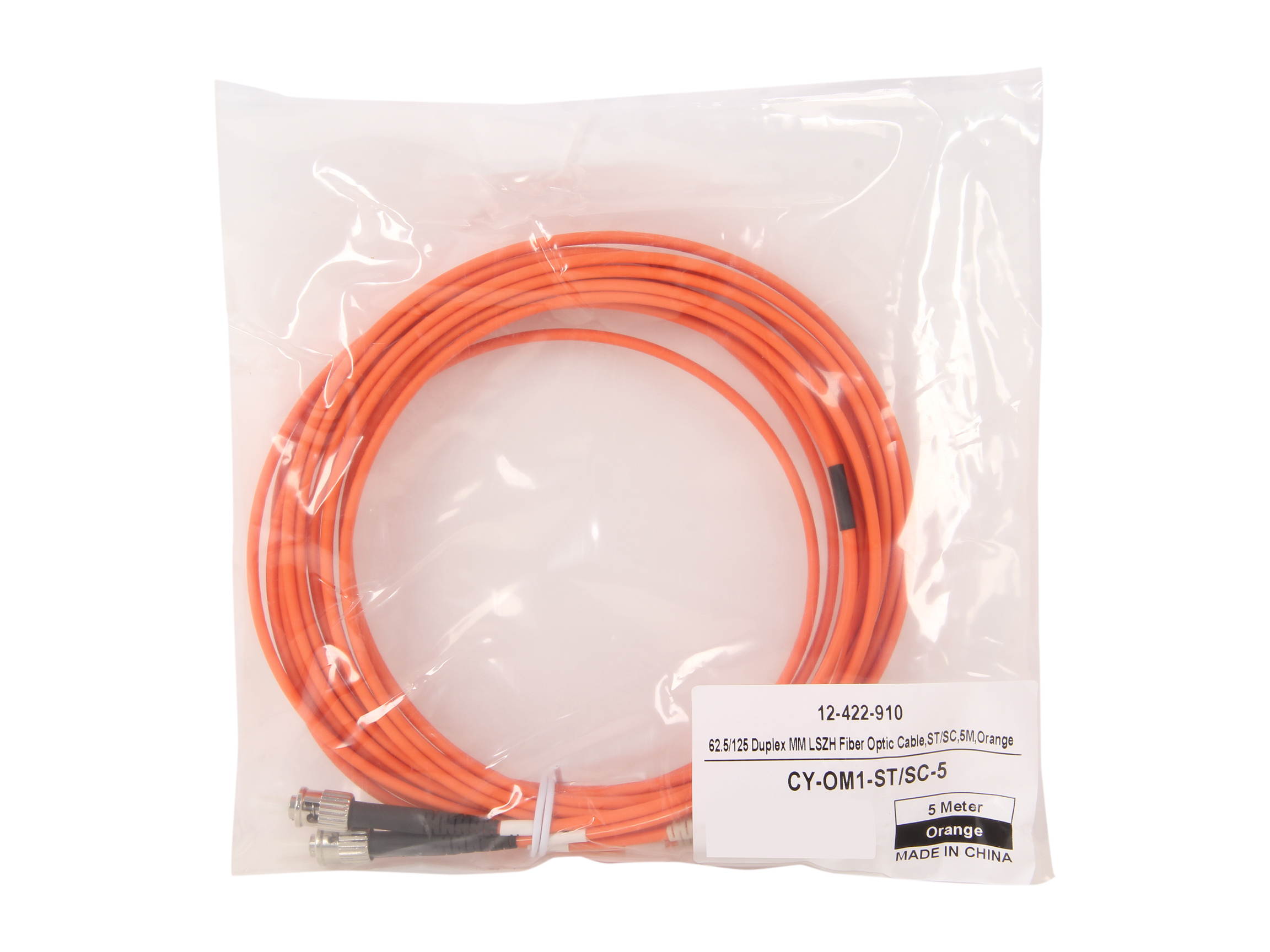 Coboc CY-OM1-ST/SC-5 16.4 ft. Fiber Optic Cable, ST/SC, Multi Mode, Duplex (62.5/125 Type) - Orange