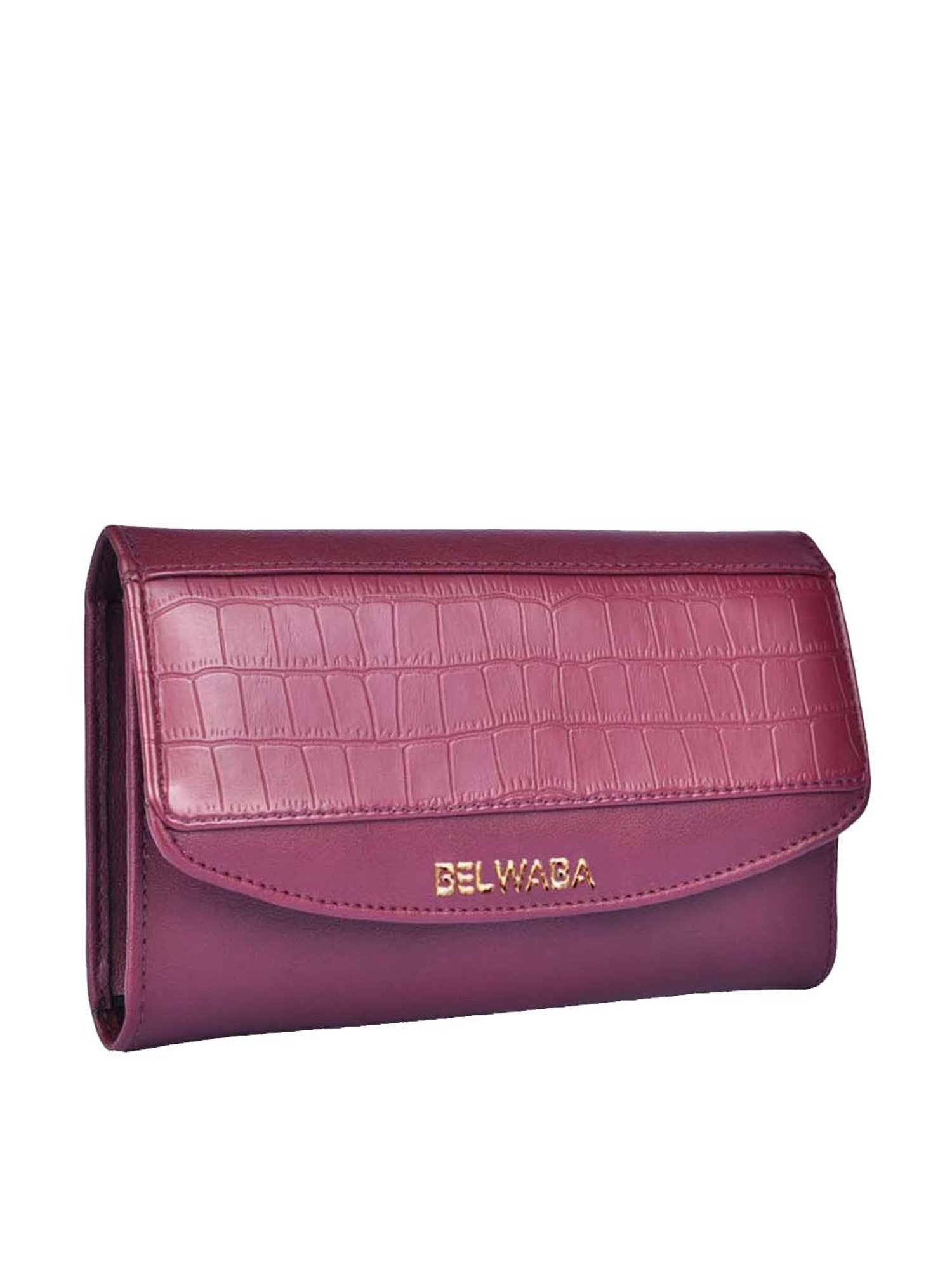 BELWABA Maroon Textured Wallet for Women