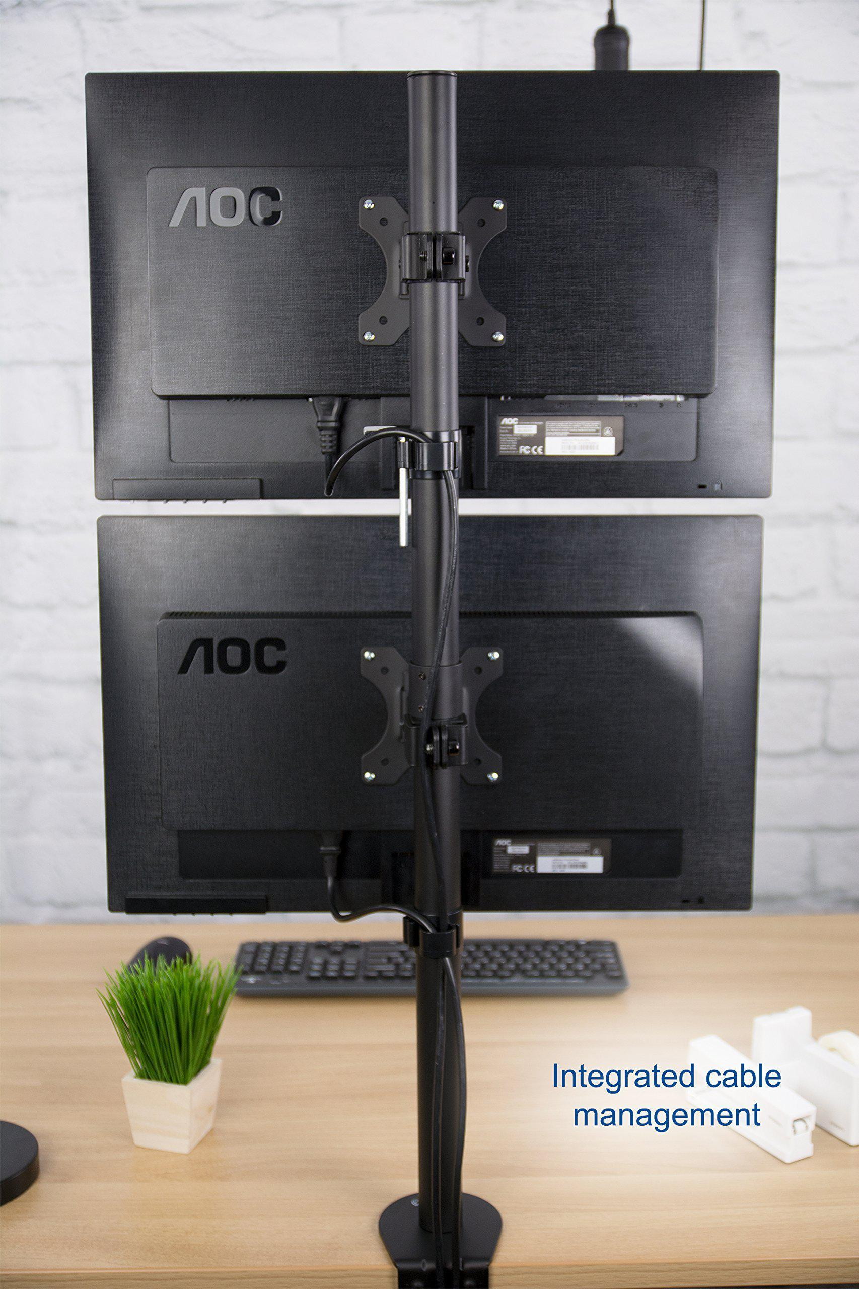 VIVO Dual LCD Monitor Desk Mount Stand Heavy Duty Stacked, Holds Vertical 2 Screens up to 32" (STAND-V002T)