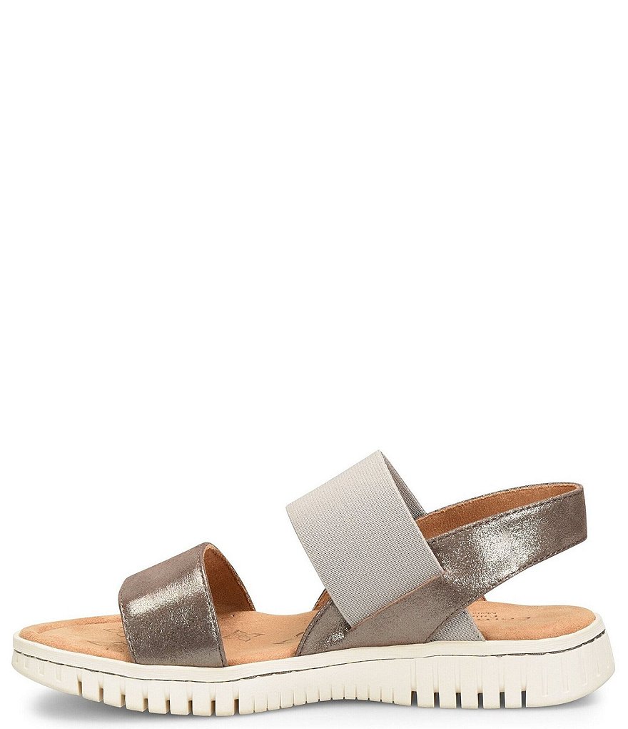 Comfortiva Charlee Elastic Metallic Leather Strap Sandals