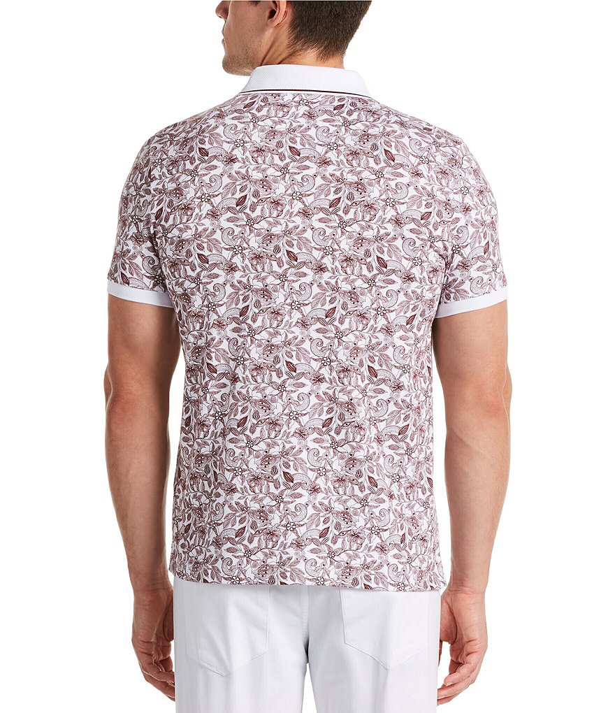 Perry Ellis Sketch Floral Print Short-Sleeve Polo Shirt