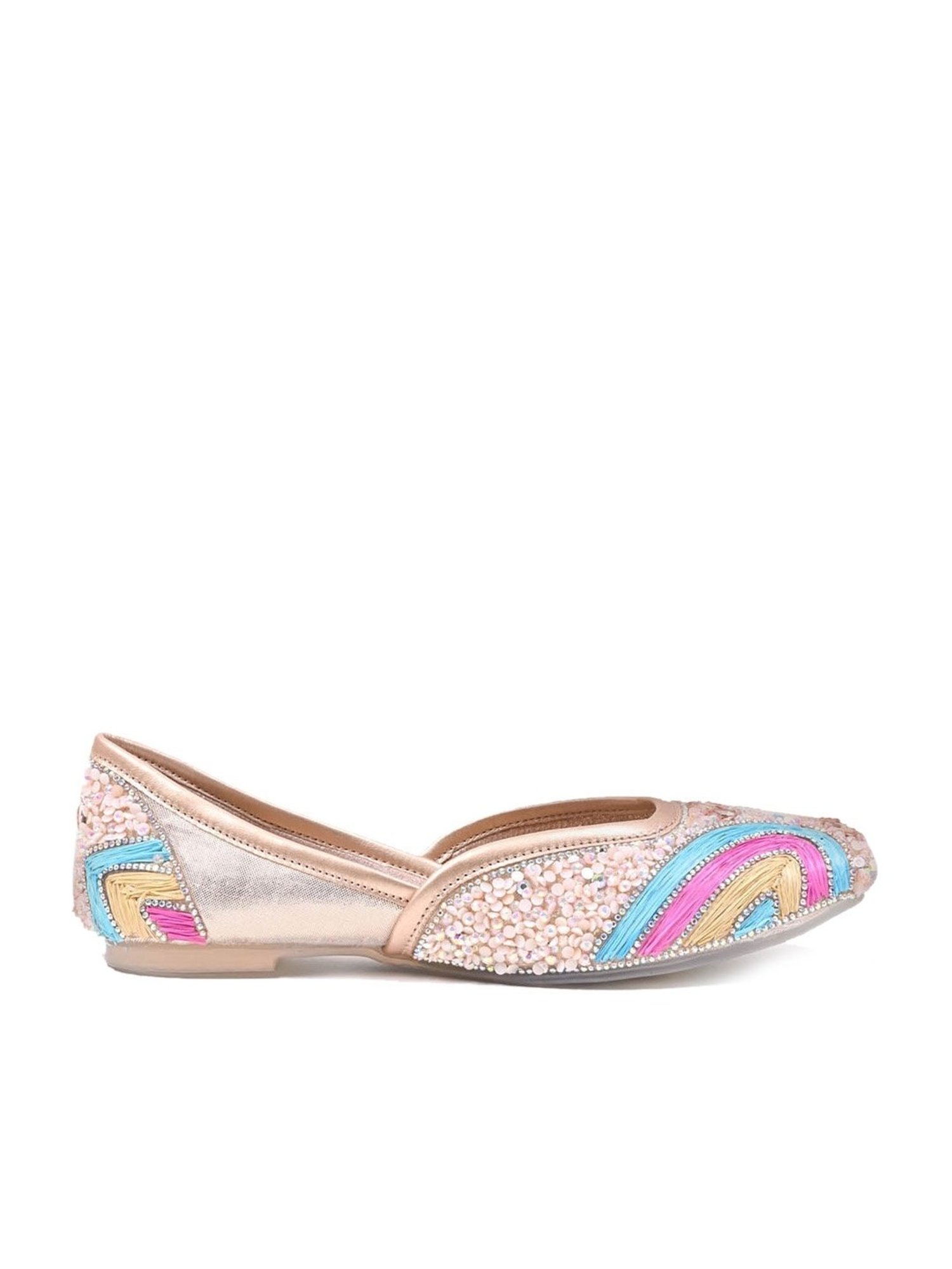 Jove Women's Rose Gold Ethnic Juttis