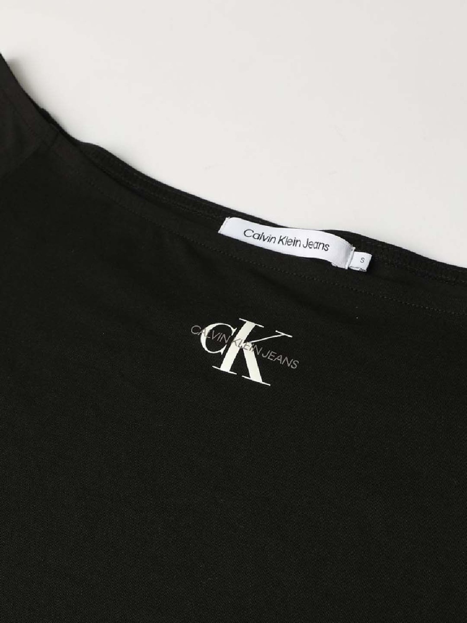 CALVIN KLEIN Black Cotton Logo Print Top