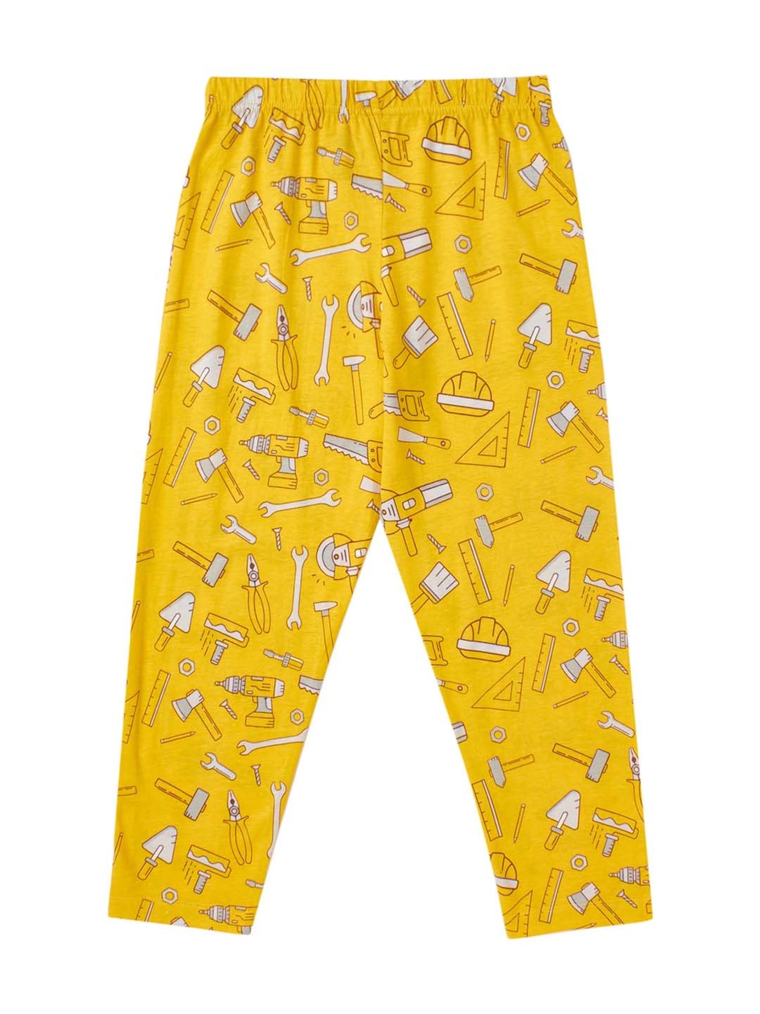 Cub McPaws Boys Mustard Cotton Printed Full Sleeves T-Shirt Set