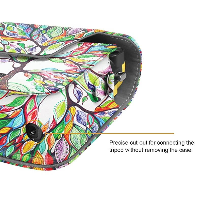 Protective Case for Fujifilm Instax Mini 70 - Premium Vegan Leather Bag Cover for Fujifilm Instax Mini 70 Instant Film Camera with Removable Adjustable Strap, Love Tree