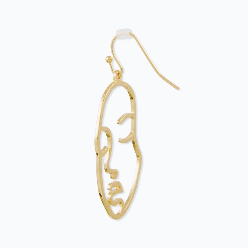 Sanctuary Project Hammered Modern Art Face Statement Drop Earrings Gold