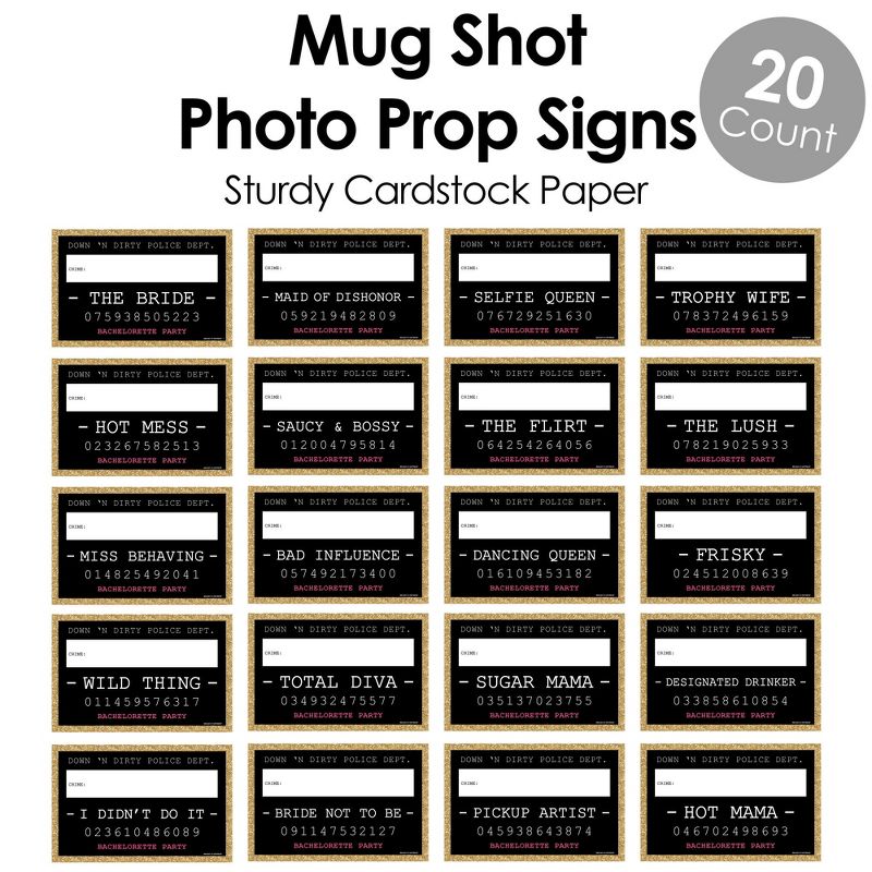 Big Dot of Happiness Girls Night Out Party Mug Shots - Bachelorette Party Photo Booth Props Party Mugshot Signs - 20 Count