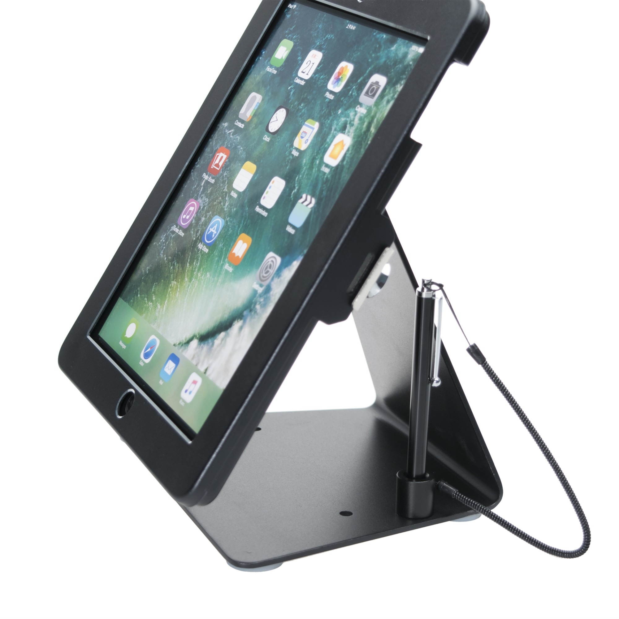 Cta Digital Desktop Anti-Theft Stand Ipad Black Case Rotates 360 Degrees