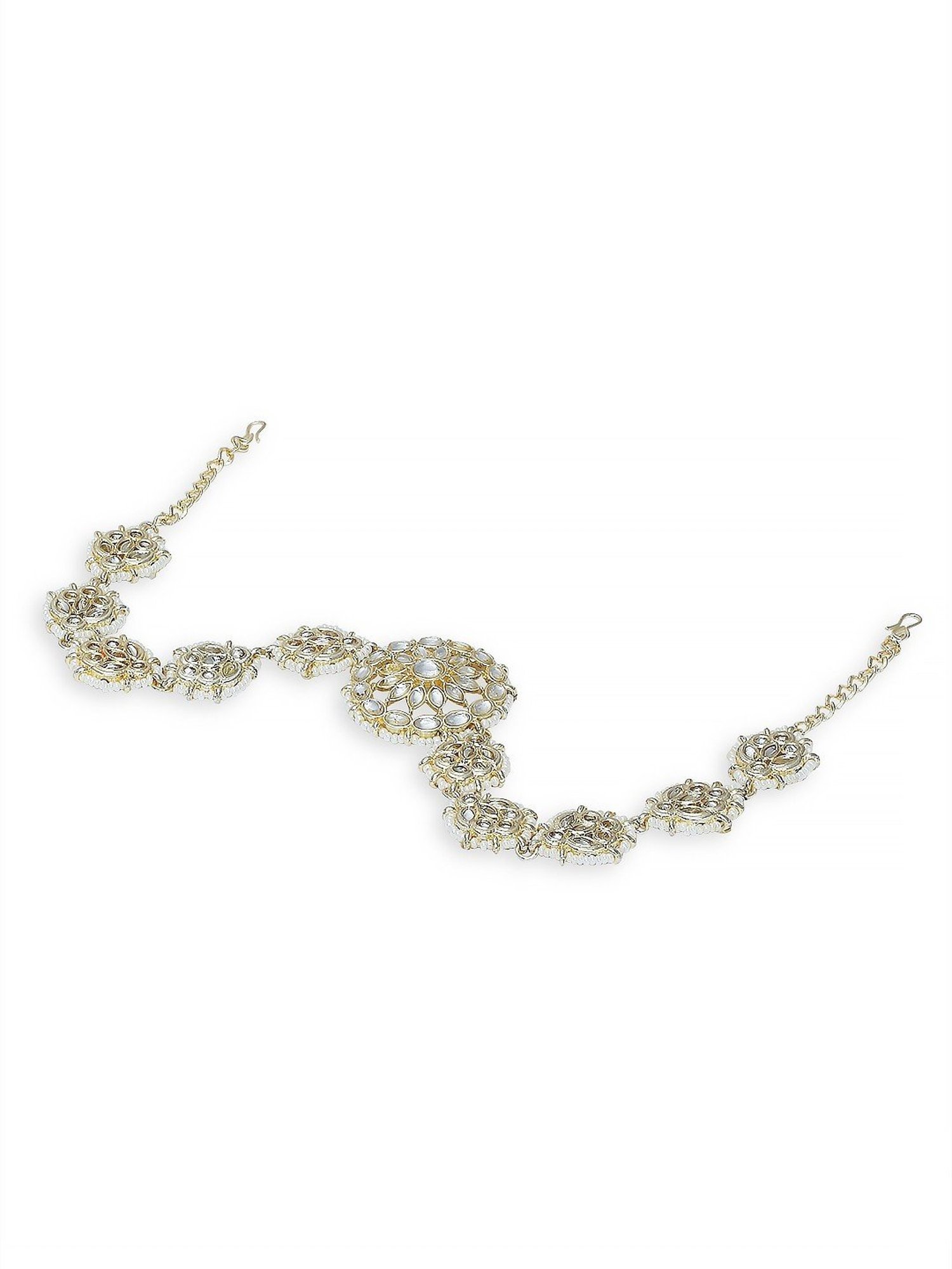 Oomph Gold Tone Kundan Floral Ethnic Jadau Matha Patti