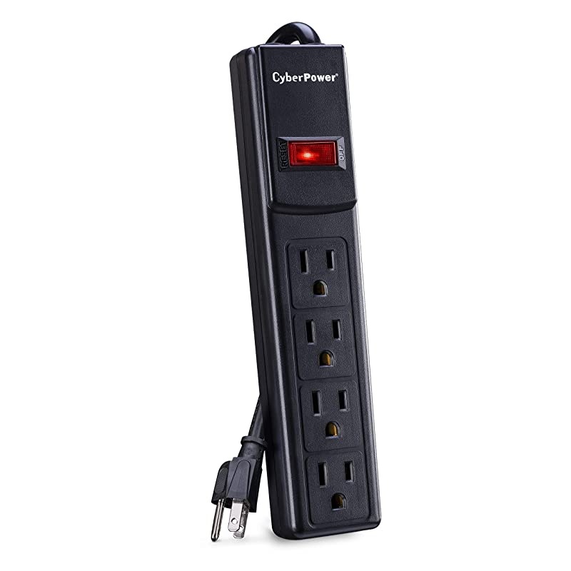 CSB404 Essential Surge Protector 450J125V 4 Outlets 4ft Power Cord Black