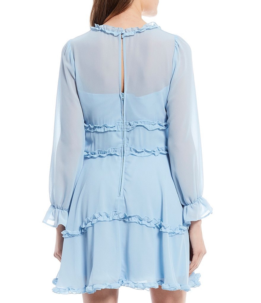 B. Darlin Long Sleeve Ruffle Detail A-Line Dress