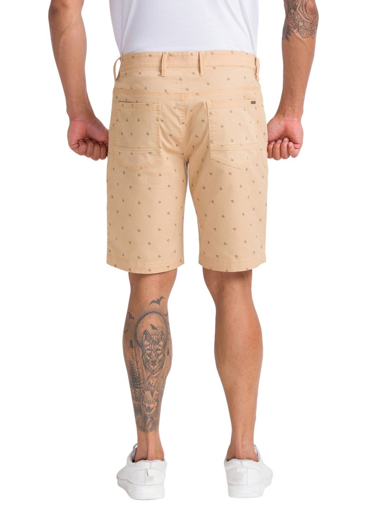 Parx Brown Regular Fit Printed Shorts