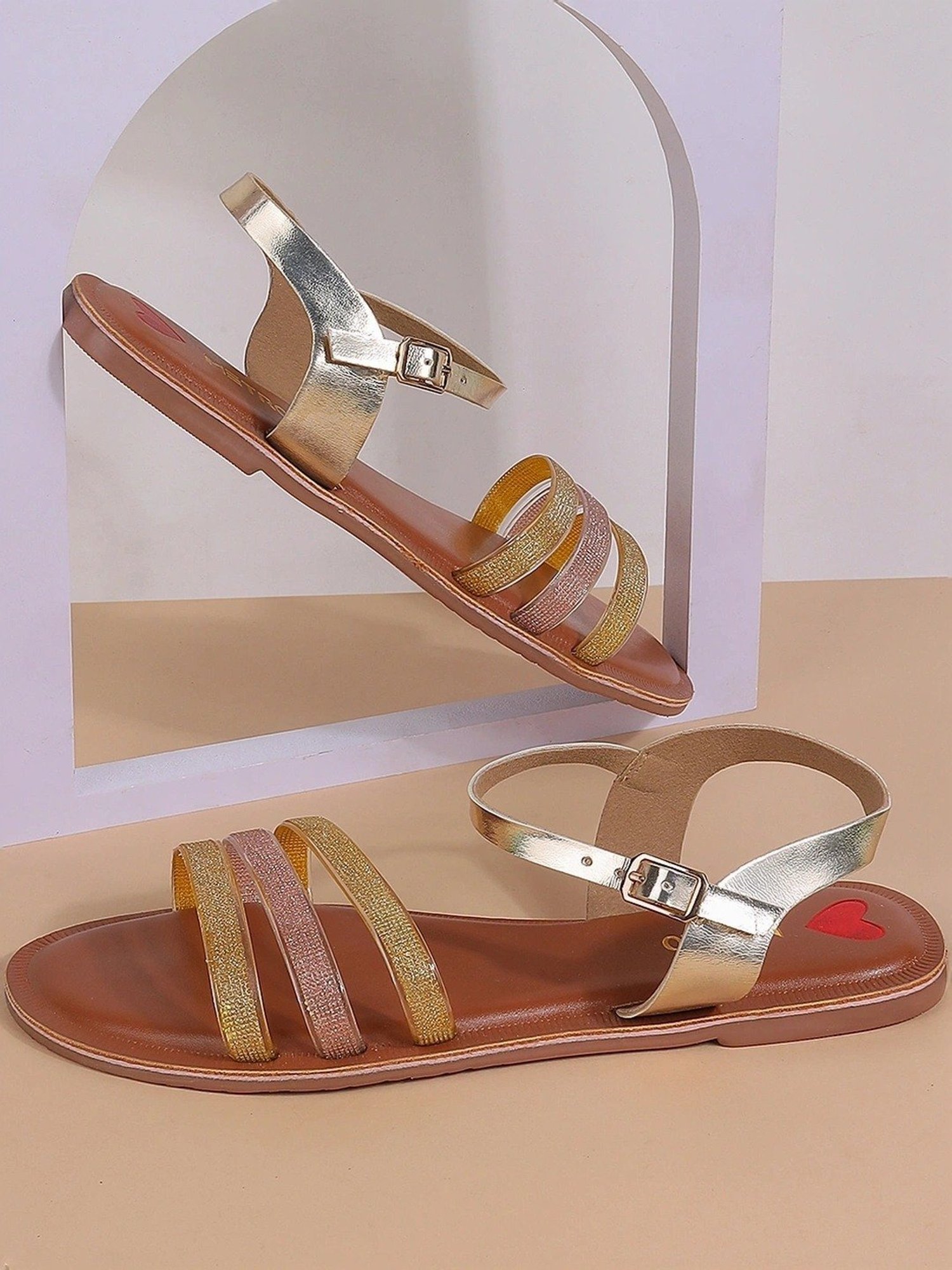 Metro Women's Golden Ankle Strap Sandals