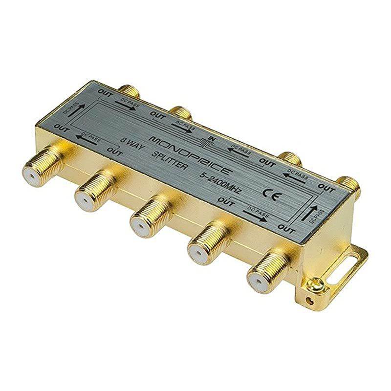 Premium 8-Way Coax Cable Splitter F-Type Screw for Video VCR Cable TV Antenna (110017)